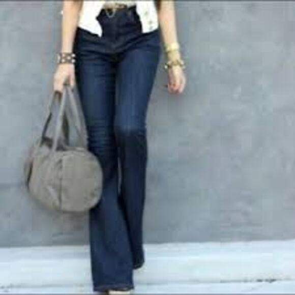 Anthro Paper Denim & Cloth Jayne Medium Mid Rise Wide Leg Flare Jeans Size 27 - Picture 1 of 9